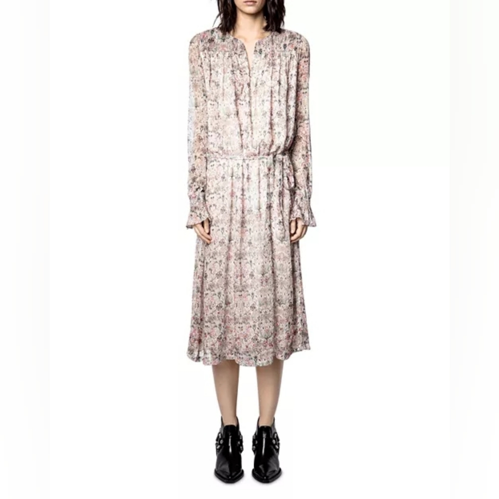 Zadig & Voltaire Raya Mousseline V-neck Woven Midi Dress